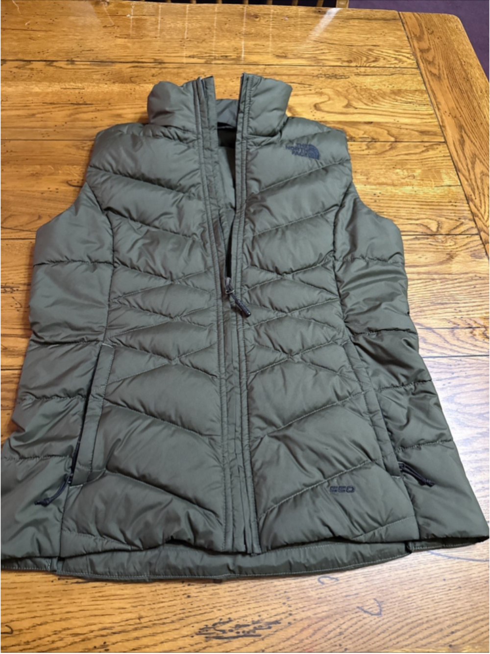 The North Face Aconcagua 550 Down Puffer Vest Sz Small Green Blue Excellent G16